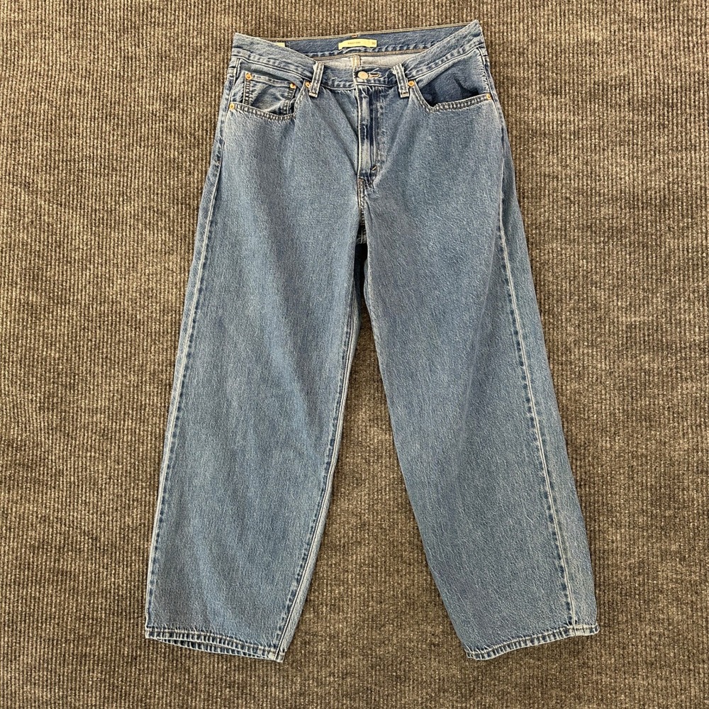 Levis Baggy Dad Jeans Size 30 Blue Mid Wash Wide Leg Relaxed Denim Womens
